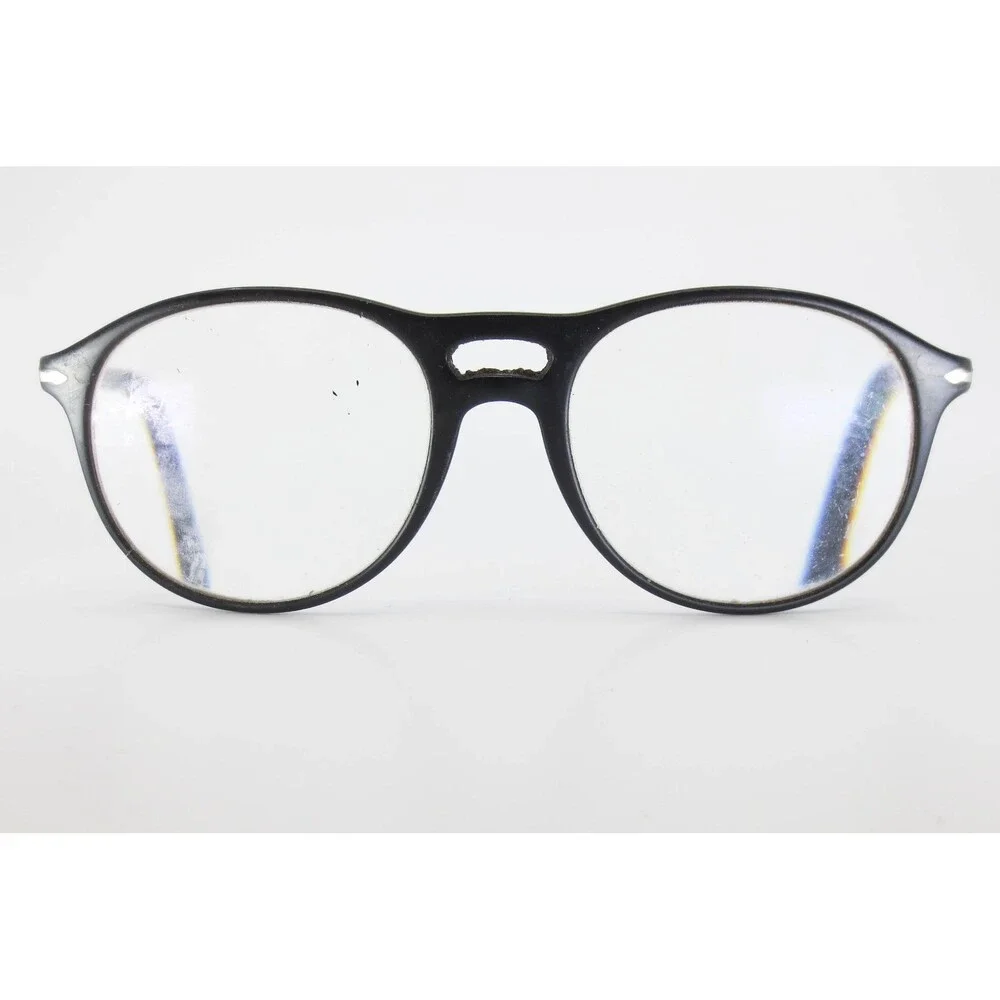 Persol 3202-V 95 Black Round Eyeglass Frames Hand Made in Italy 51-21-145